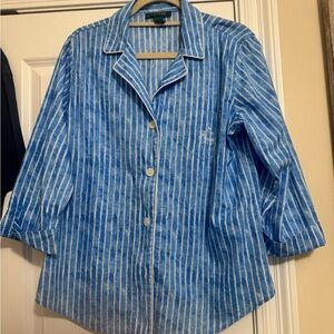 Ralph Lauren Blue and White Striped Shirt